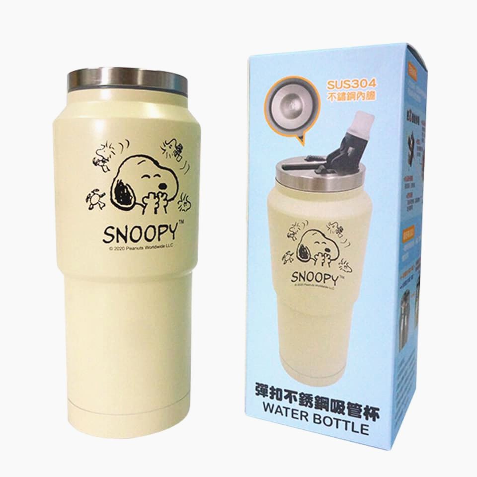 Snoopy 史努比  SP-1308 彈扣不鏽鋼吸管杯    4712977463080
