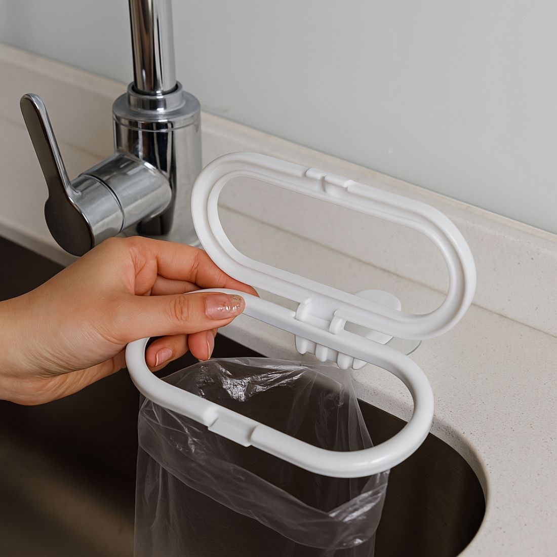 日本製 銀離子抗菌簡易廚餘袋架 