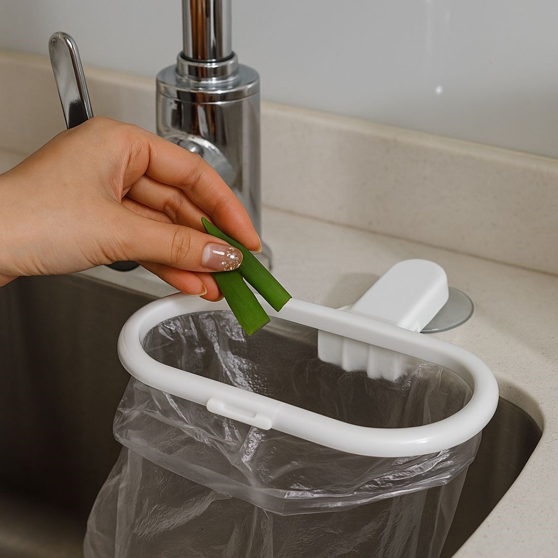 日本製 銀離子抗菌簡易廚餘袋架 