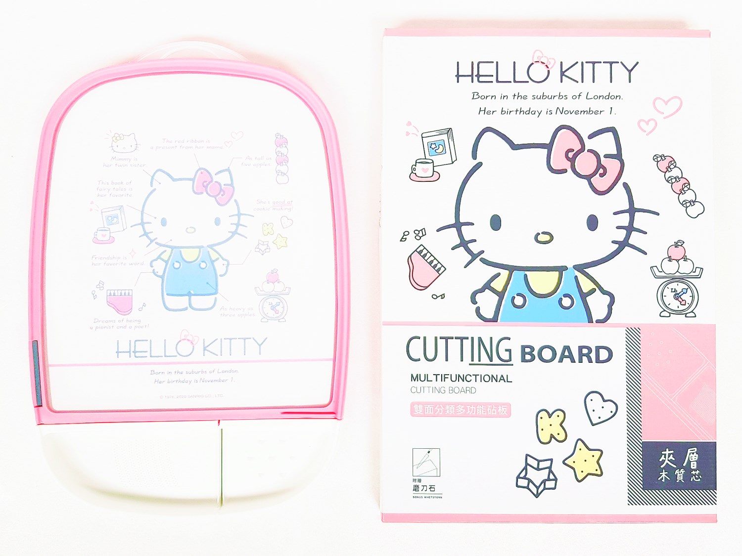 三麗鷗系列 Hello Kitty凱蒂貓  雙面多功能砧板 -  KT-1671(復古)粉  . KT-1672(美食)紅