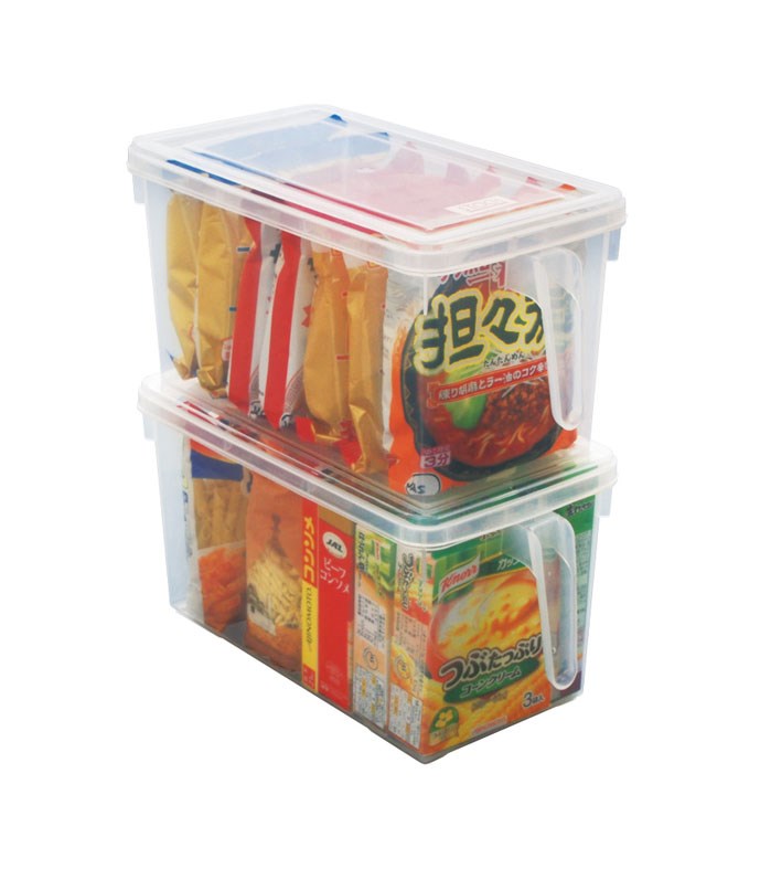 手把附蓋收納盒 白/透明