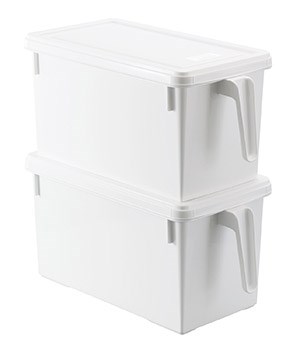 手把附蓋收納盒 白/透明