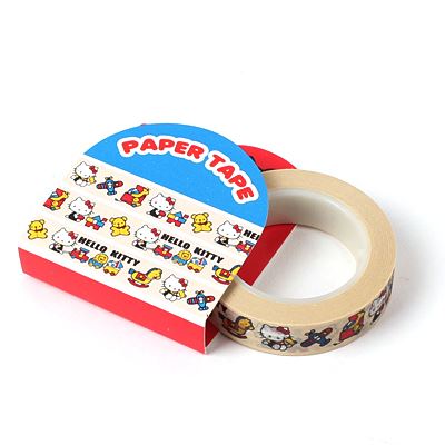 三麗鷗 Hello Kitty 凱蒂貓.卡其.積木玩具和紙膠帶  H3841 細10mm   4901610578827