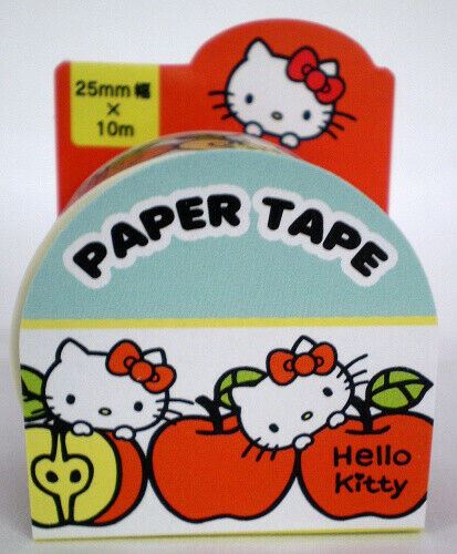 三麗鷗 Hello Kitty 凱蒂貓. 紅.蘋果.大臉 和紙膠帶   H3855 寬25mm   4901610581117