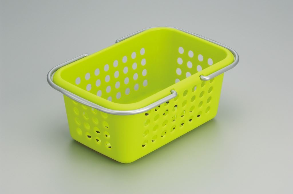 日本製  inomata  4495 長方提籃-綠 /白