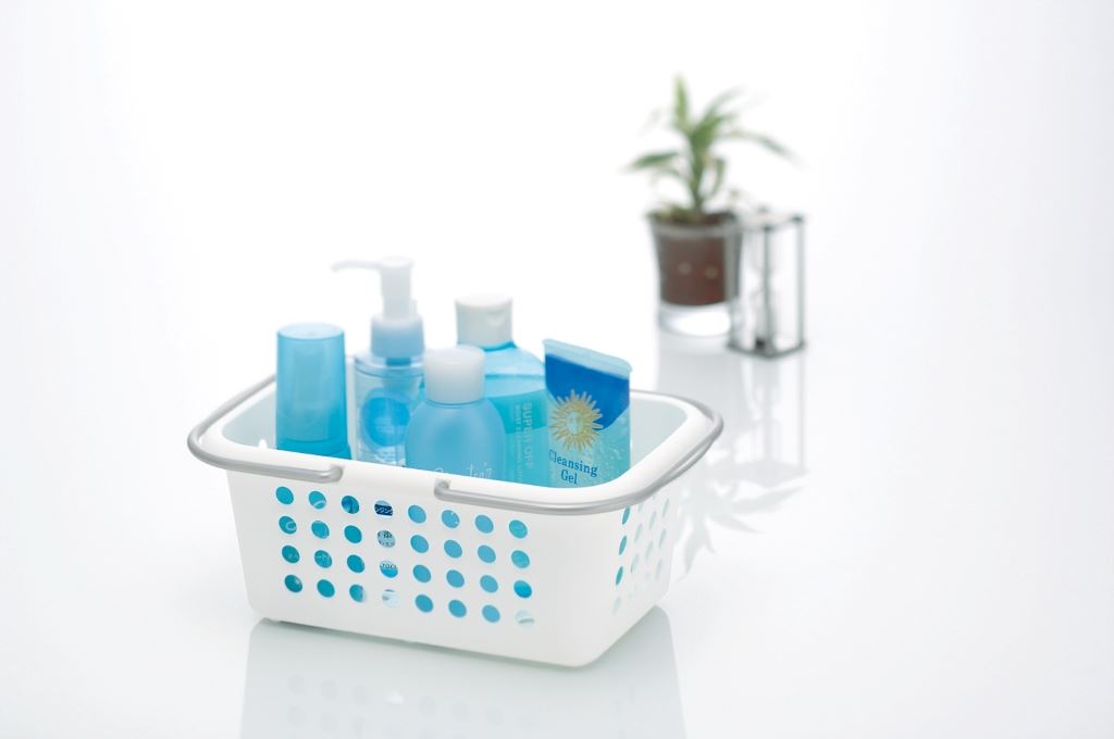 日本製  inomata  4495 長方提籃-綠 /白