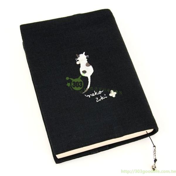 日本製  貓 筆記本布封面-黑色 (不含筆記本)    2579631815003