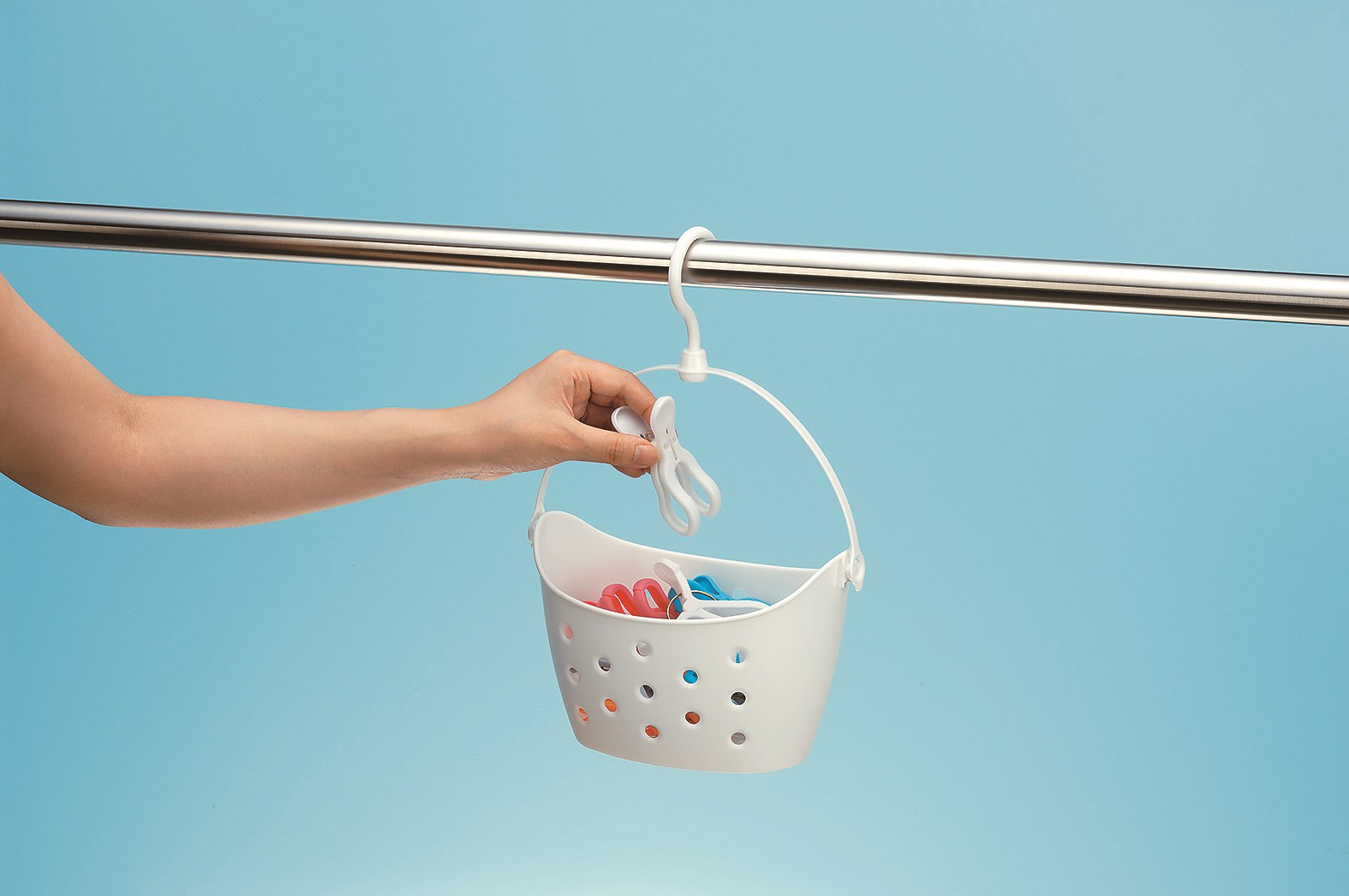 日本製 inomata 3119 弧形連結藍-透明白