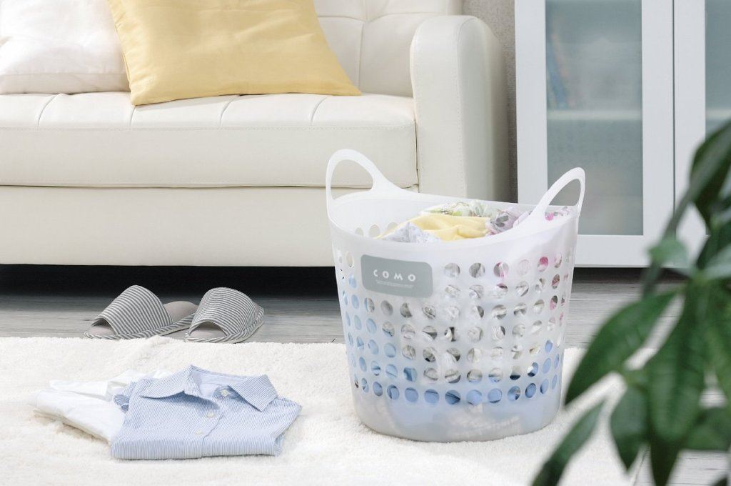 日本製 inomata  4463 COMO雙耳收納籃L - 白/ - 綠-粉/- 藍  /-透白