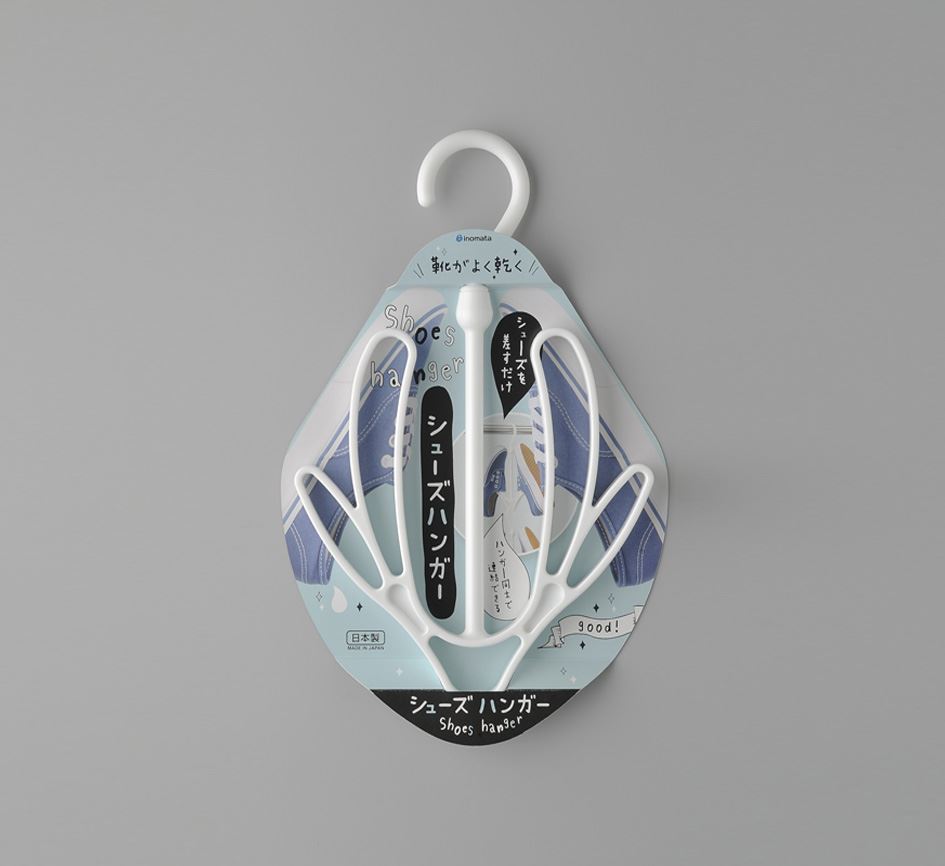 日本製  inomata 3123  IVY可旋轉吊掛式曬鞋架  白色/藍色