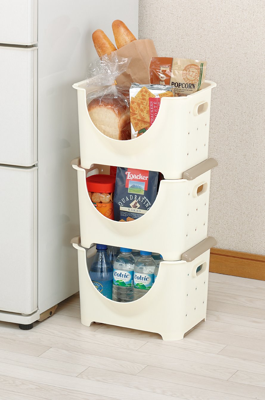 日本製  inomata 1261 可疊式多用途置物收納籃(大) -綠/ -白 / -咖 ~需預定