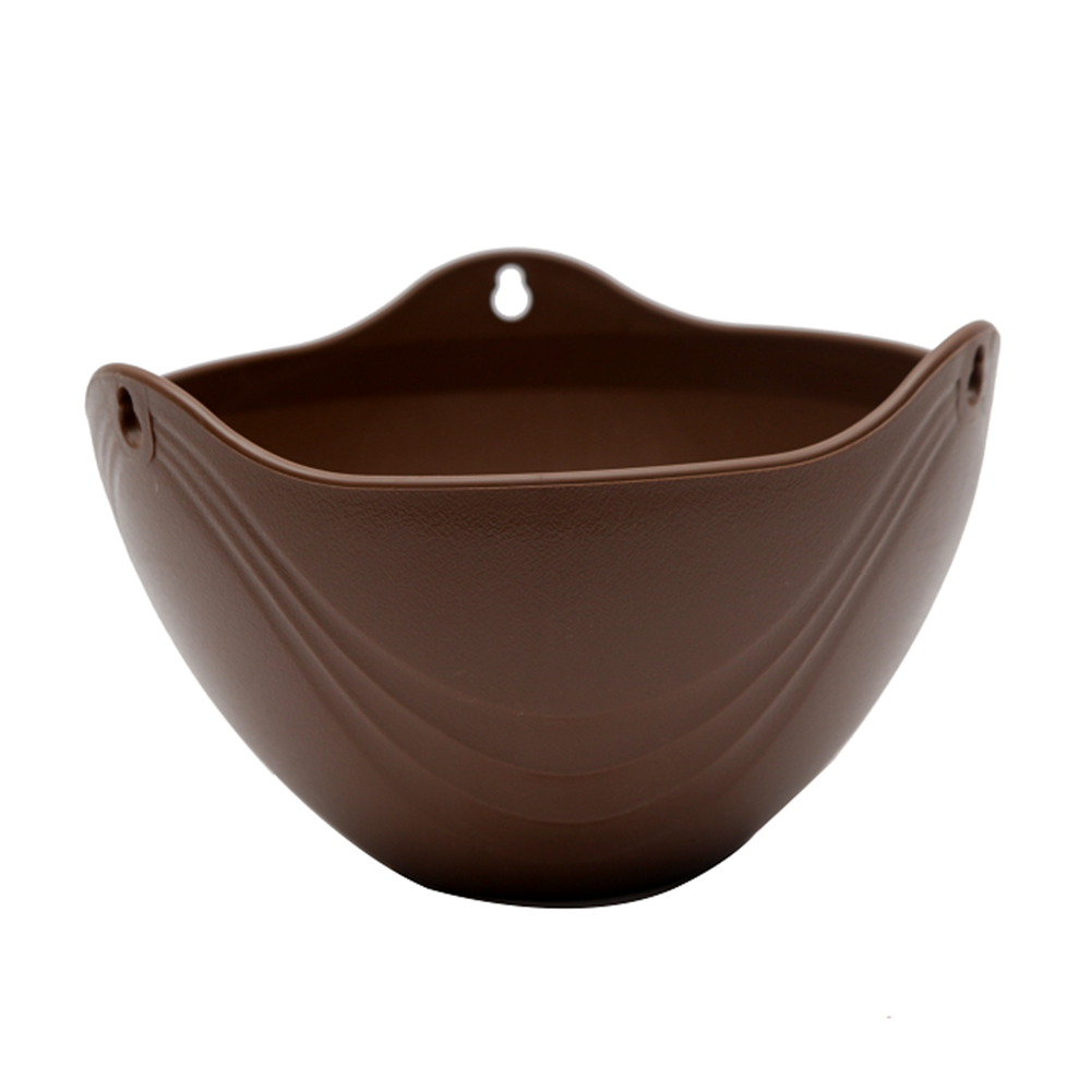 日本製  山田 YAMADA N.O 376  吊掛式圓形花盆~咖 /  -白