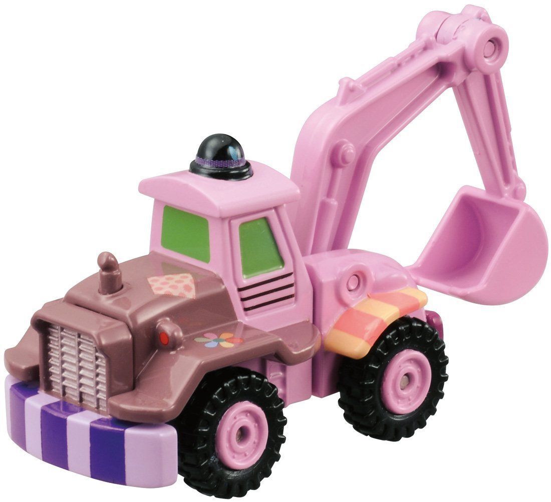 Disney  迪士尼系列 TOMICA多美小汽車 皮克斯 ~ M-15 火焰玩具公仔  /-粉色怪手紀念車挖土機 