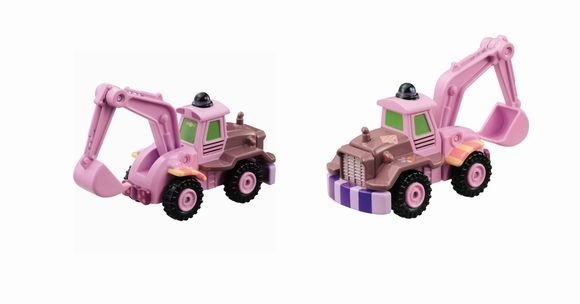 Disney  迪士尼系列 TOMICA多美小汽車 皮克斯 ~ M-15 火焰玩具公仔  /-粉色怪手紀念車挖土機 