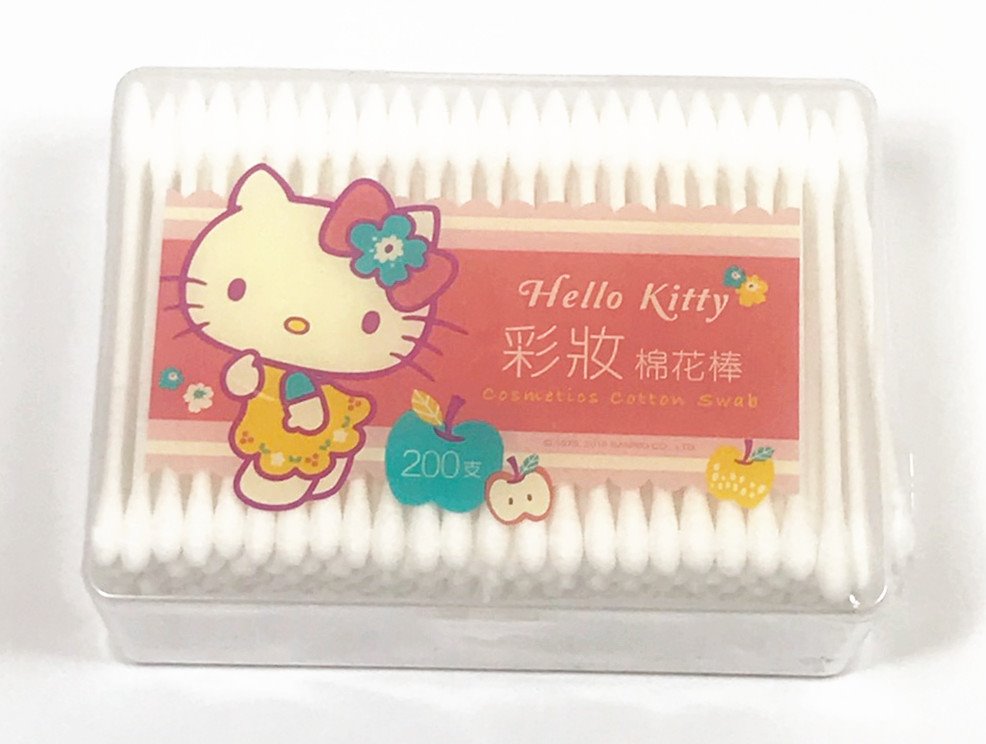 三麗鷗 Hello Kitty 塑軸棉花棒  -  圓頭  .  彩妝尖頭