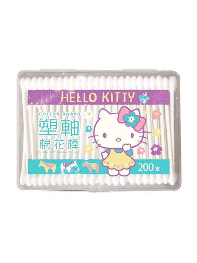 三麗鷗 Hello Kitty 塑軸棉花棒  -  圓頭  .  彩妝尖頭