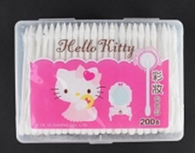 三麗鷗 Hello Kitty 塑軸棉花棒  -  圓頭  .  彩妝尖頭