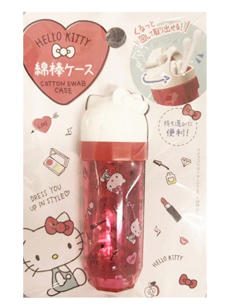 三麗鷗系列  Hello Kitty 凱蒂貓  滿版棉花棒收納盒~ 28467 KT- 4573135584616