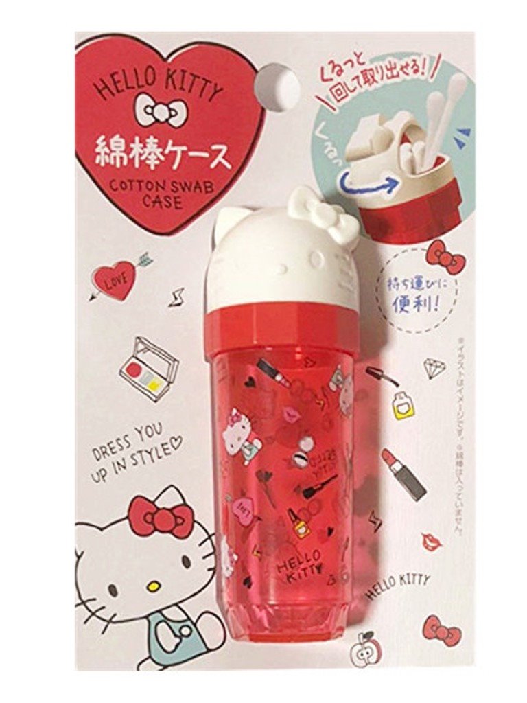 三麗鷗系列  Hello Kitty 凱蒂貓  滿版棉花棒收納盒~ 28467 KT- 4573135584616