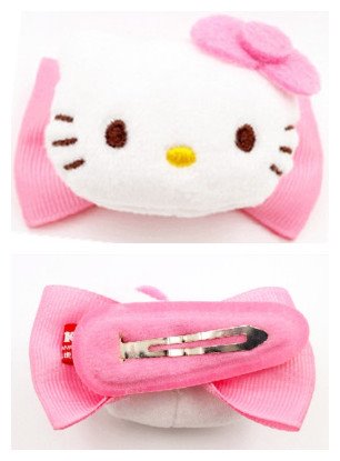 三麗鷗系列 Hello Kitty凱蒂貓 絨毛立體頭蝴蝶髮夾  KT-1140~粉.紅 4712977461406