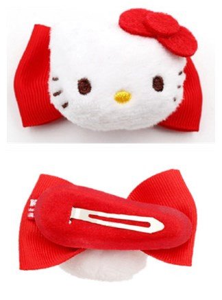 三麗鷗系列 Hello Kitty凱蒂貓 絨毛立體頭蝴蝶髮夾  KT-1140~粉.紅 4712977461406