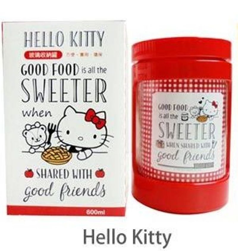 台灣製  三麗鷗系列 Hello Kitty凱蒂貓.蛋黃哥 玻璃收納罐 600ml ~ KT-1231  / 蛋黃哥-GU-1232