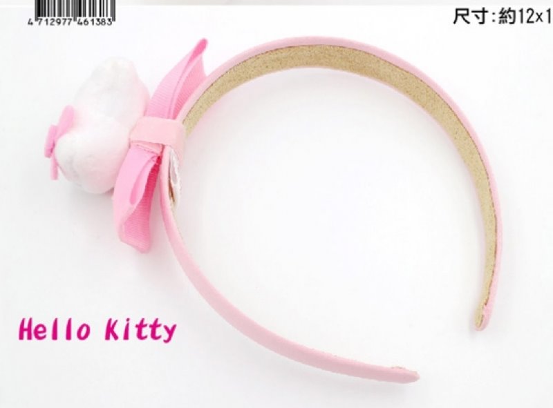 三麗鷗系列 Hello Kitty凱蒂貓 絨毛立體頭 髮箍.髮框~KT-1138-粉.紅 -4712977461383