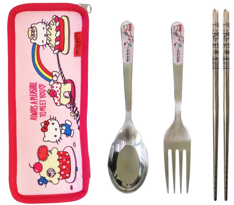 三麗鷗系列  Hello Kitty 凱蒂貓  KT-A-1354  三件式餐具組3款   4712977463547