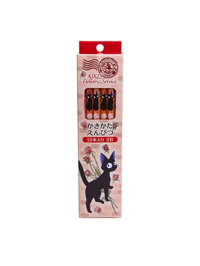 日本製 宮崎駿TOTORO龍貓 .魔女宅KIKI&JIJI 2B鉛筆12入/盒~ 1115-2 水彩風 /幸運草 /白貓百合/花邊圖案 