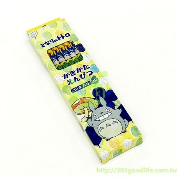 日本製 宮崎駿TOTORO龍貓 .魔女宅KIKI&JIJI 2B鉛筆12入/盒~ 1115-2 水彩風 /幸運草 /白貓百合/花邊圖案 