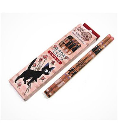 日本製 宮崎駿TOTORO龍貓 .魔女宅KIKI&JIJI 2B鉛筆12入/盒~ 1115-2 水彩風 /幸運草 /白貓百合/花邊圖案 