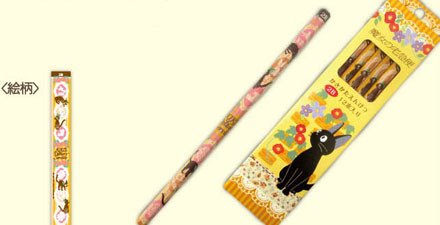 日本製 宮崎駿TOTORO龍貓 .魔女宅KIKI&JIJI 2B鉛筆12入/盒~ 1115-2 水彩風 /幸運草 /白貓百合/花邊圖案 