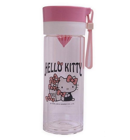 三麗鷗系列  Hello Kitty 凱蒂貓 雙層耐熱玻璃檸檬瓶  360 ml ~ 紅  /  -粉 