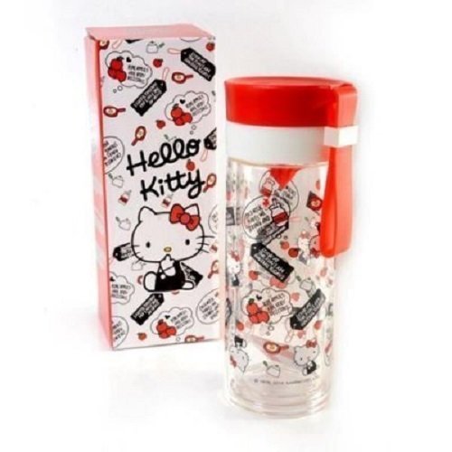 三麗鷗系列  Hello Kitty 凱蒂貓 雙層耐熱玻璃檸檬瓶  360 ml ~ 紅  /  -粉 