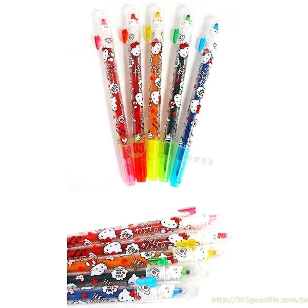 三麗鷗系列 Hello Kitty 凱蒂貓5色套裝 彩色筆  4901610329177