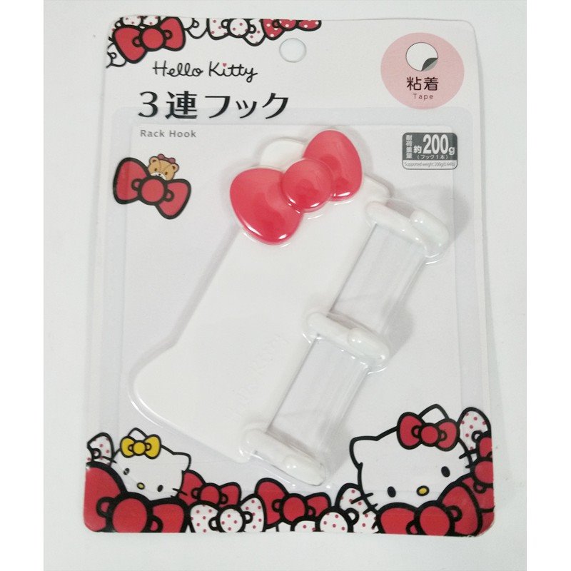 三麗鷗系列  Hello Kitty 凱蒂貓 KT28680 造型塑膠三連貼式掛勾 4573135582926