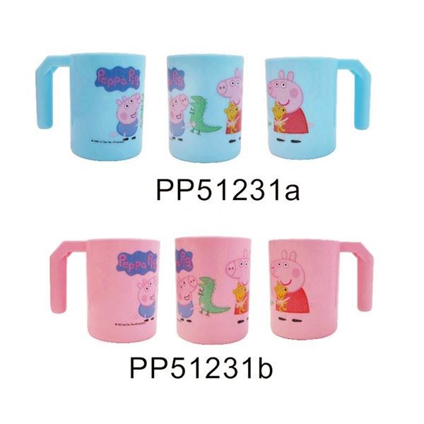 台灣製 敦景  Peppa Pig佩佩豬牙刷杯.漱口杯. 圓筒水杯~ 300cc水杯-PP65061a-藍 . PP65061b-粉