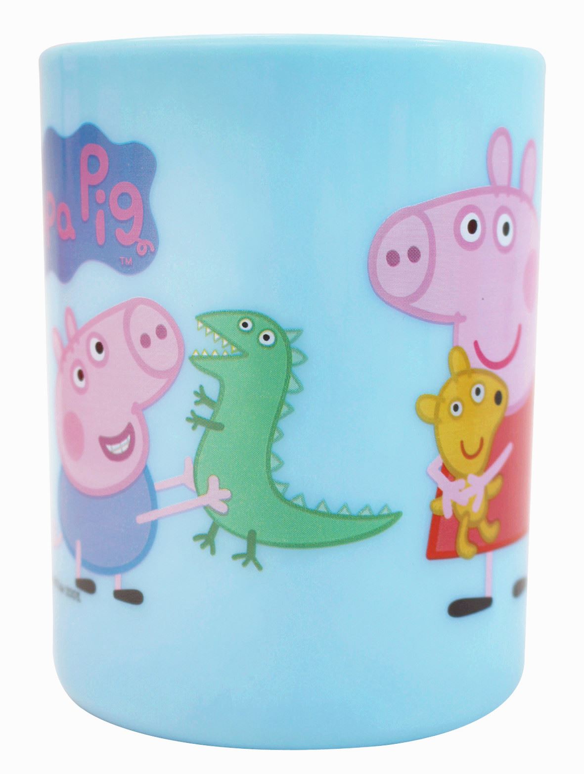 台灣製 敦景  Peppa Pig佩佩豬牙刷杯.漱口杯. 圓筒水杯~ 300cc水杯-PP65061a-藍 . PP65061b-粉