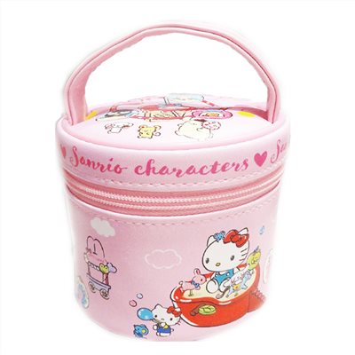 三麗鷗系列  Hello Kitty 凱蒂貓 圓筒小手提化妝包 